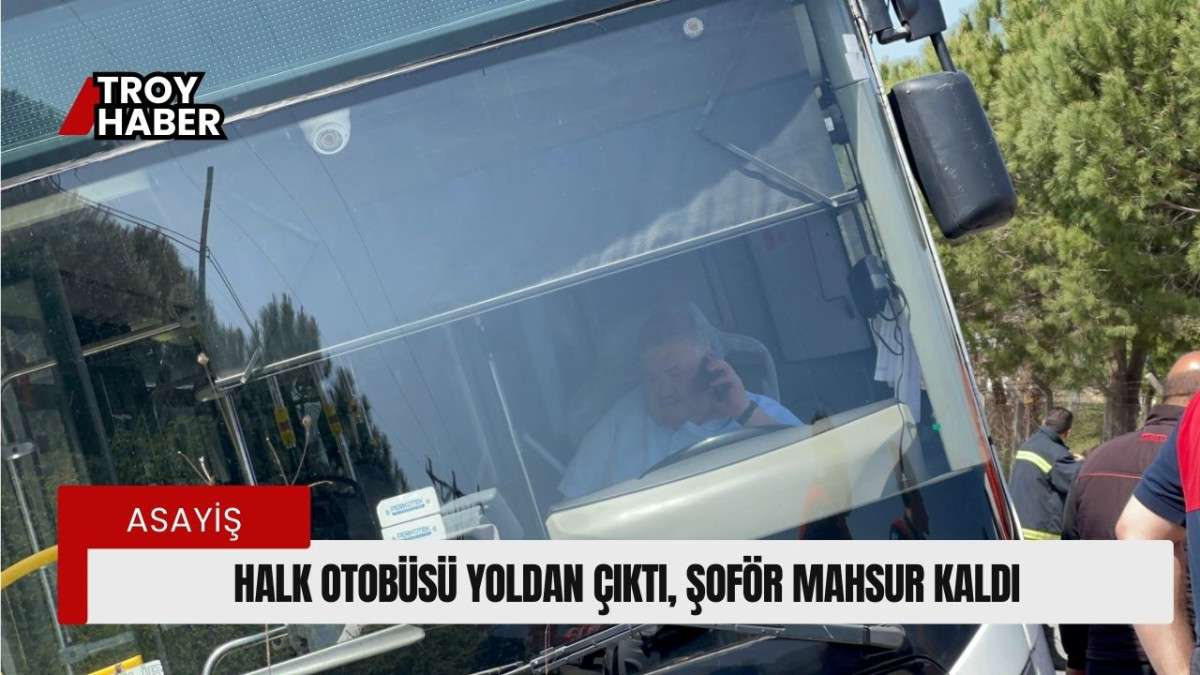 Özel halk otobüsü yoldan çıktı, şoför mahsur kaldı